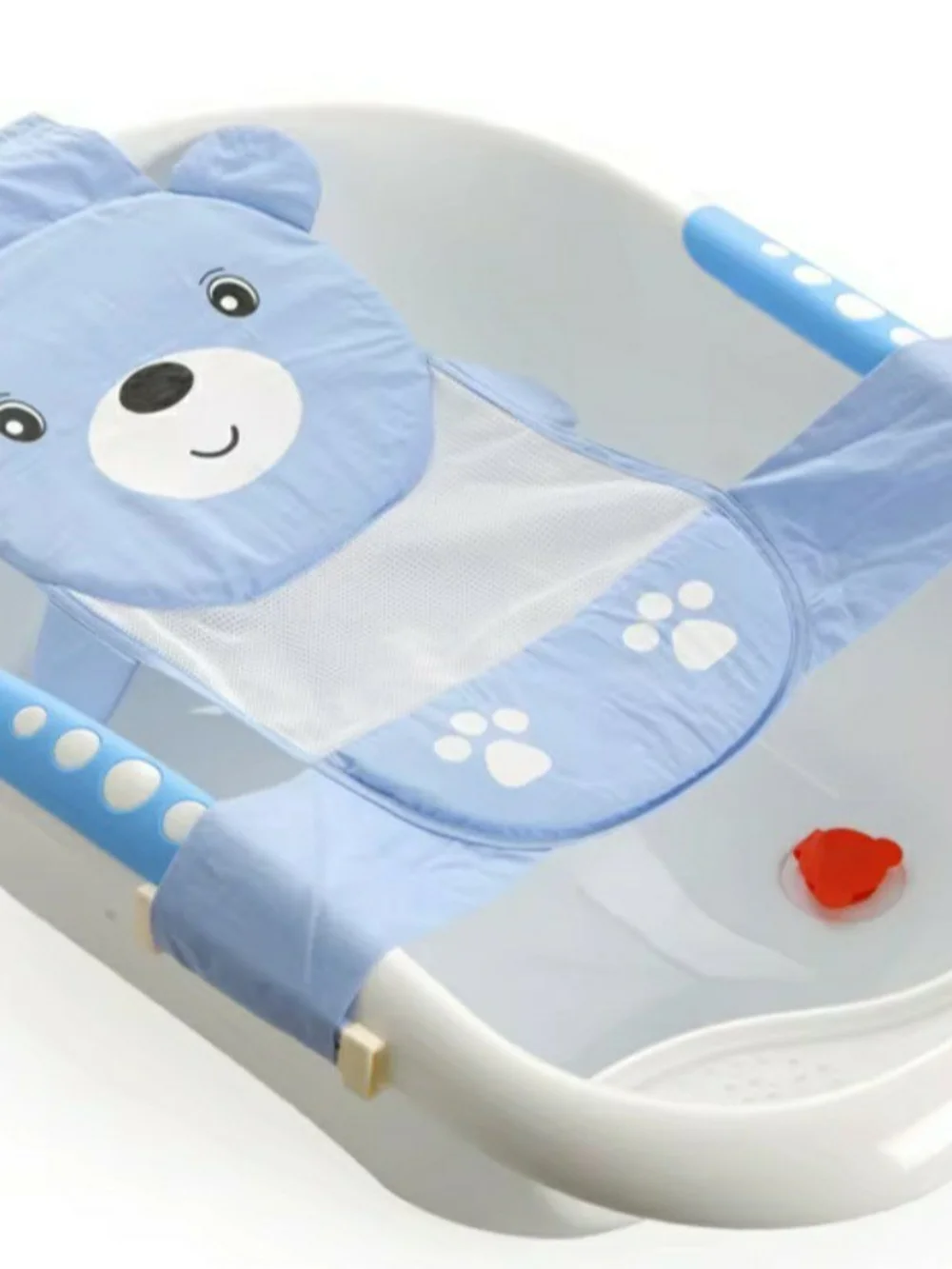 Cute cartoon bear baby bathtub net pocket foldable and portable shower net bed.